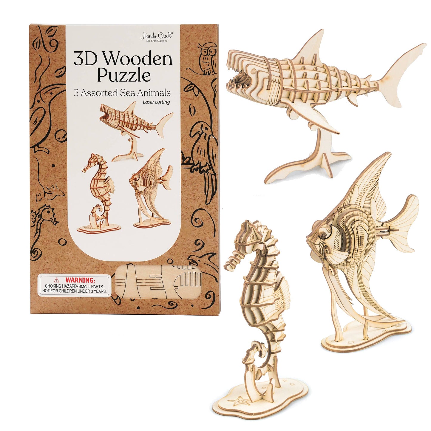 3D Wood Puzzle Bundle Pack: Sea Animals