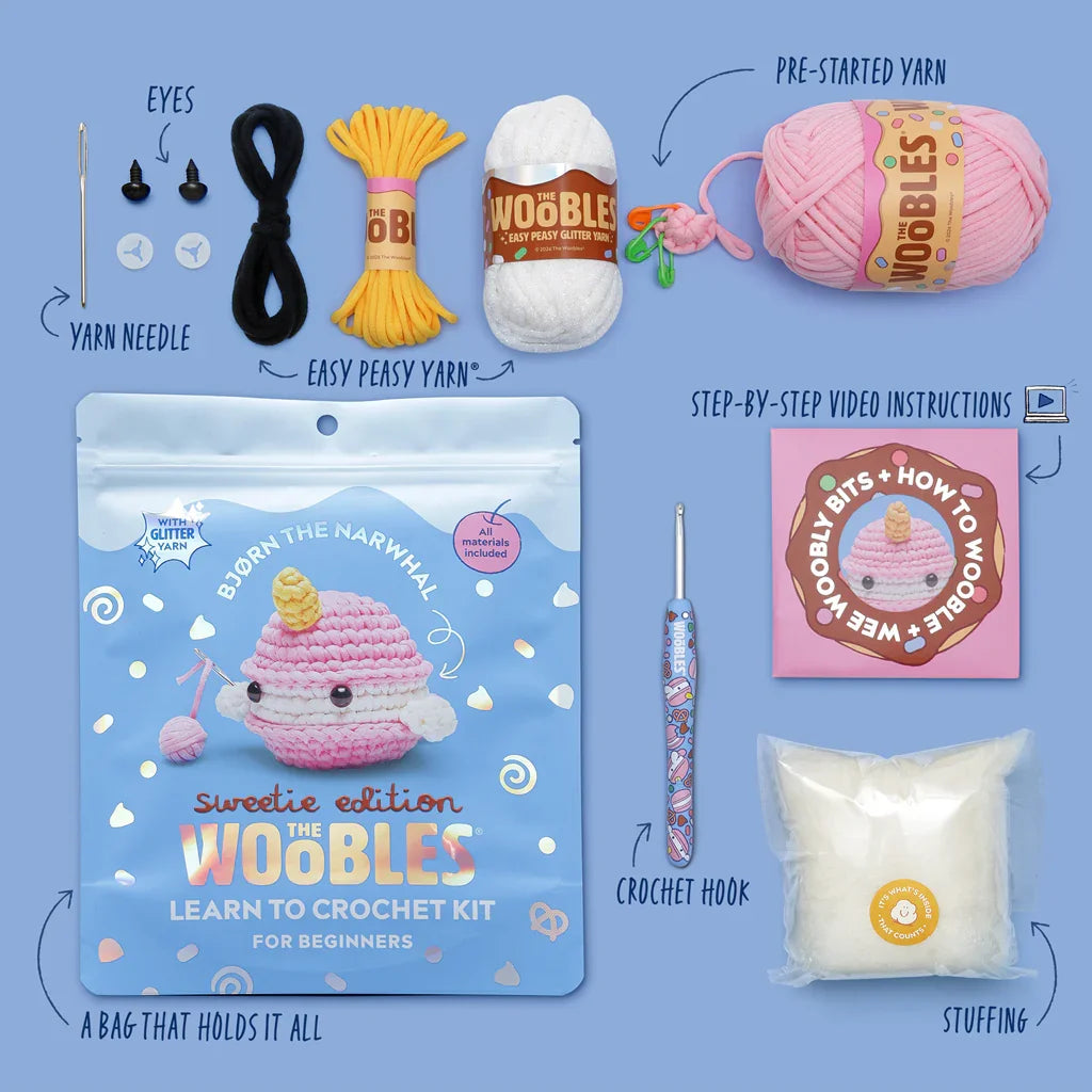 Bjorn The Narwhal: Sweetie Edition - The Woobles Crochet Kit (Beginner)