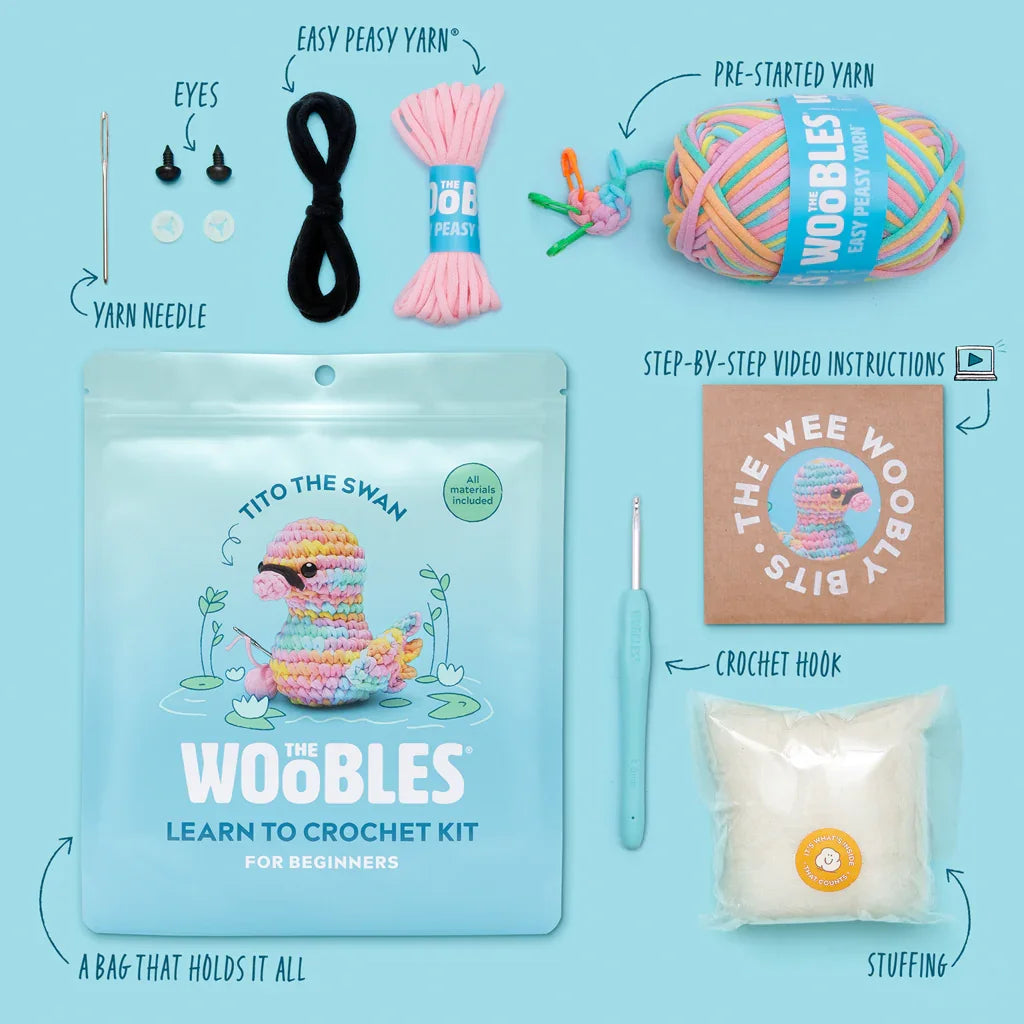 Tito The Swan - The Woobles Crochet Kit (Beginner)
