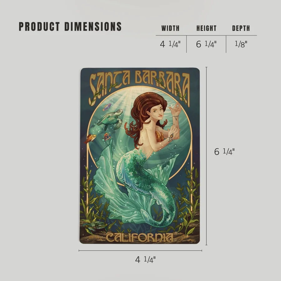 Santa Barbara Wood Postcards - Mermaid