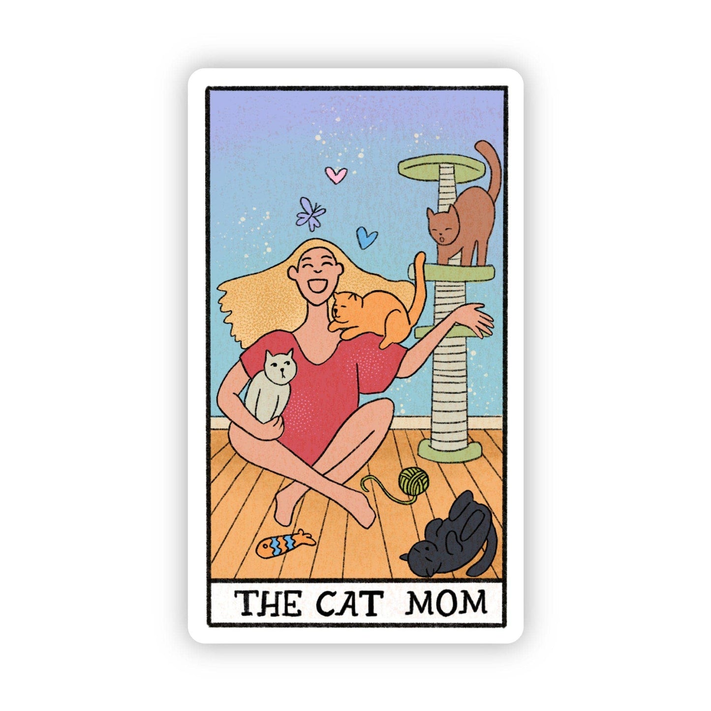 The Cat Mom Tarot Card Die Cut Sticker