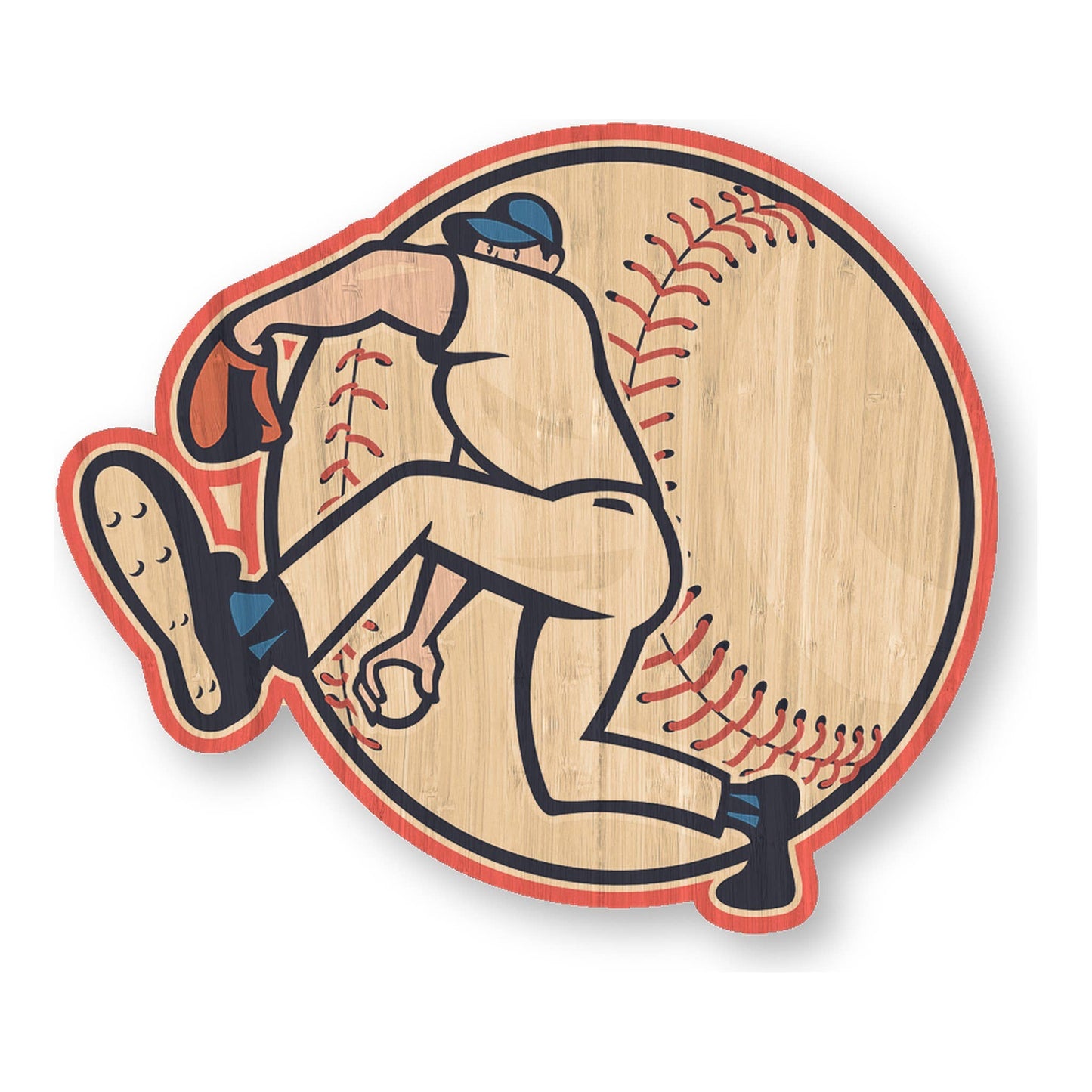 Baseball Throw - Sports Bamboo Wood Sticker