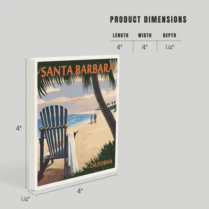 Beach Chair Santa Barbara Ceramic Coaster