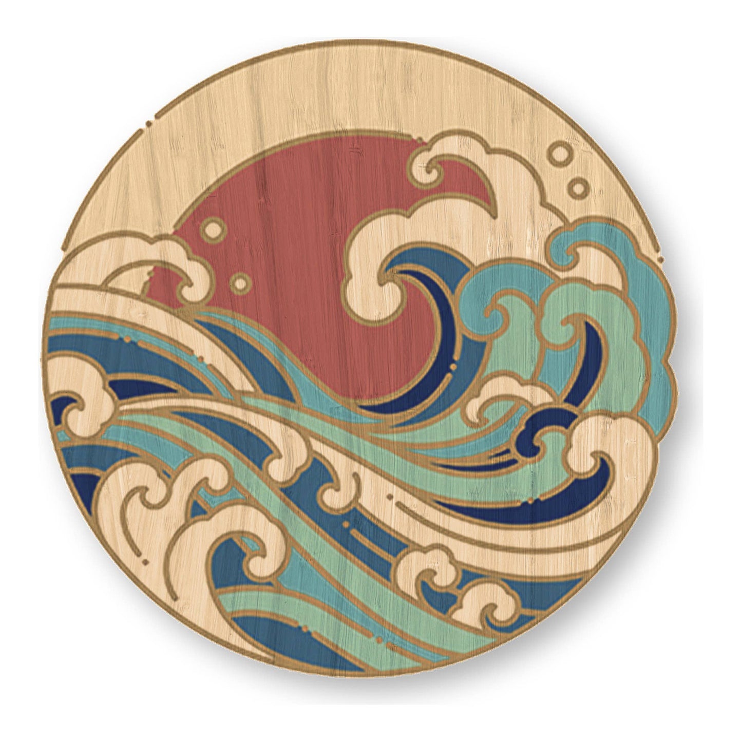 Rushing Waves - Beach Bamboo Wood Sticker