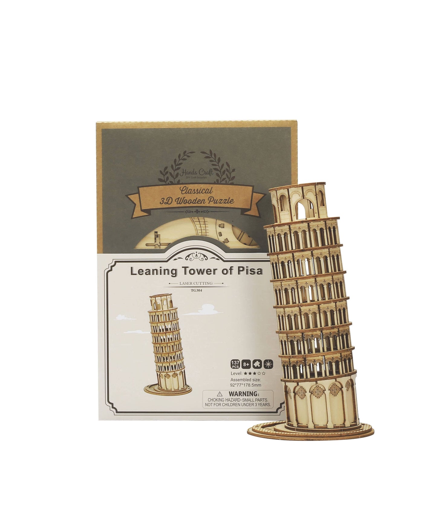 3D Wood Puzzle: Leaning Tower of Pisa