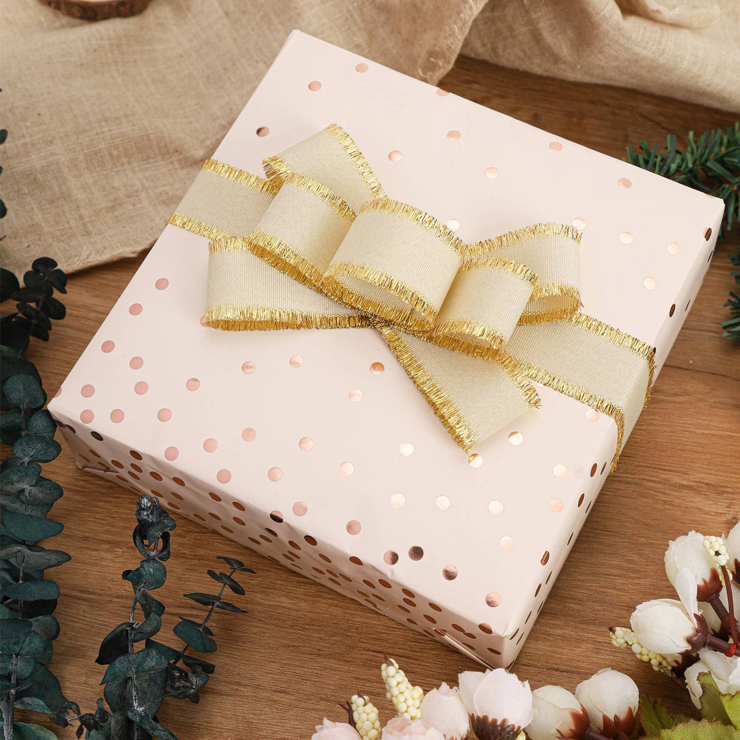 Rose Gold Metallic Small Dot - 30" x 10' Wrapping Paper