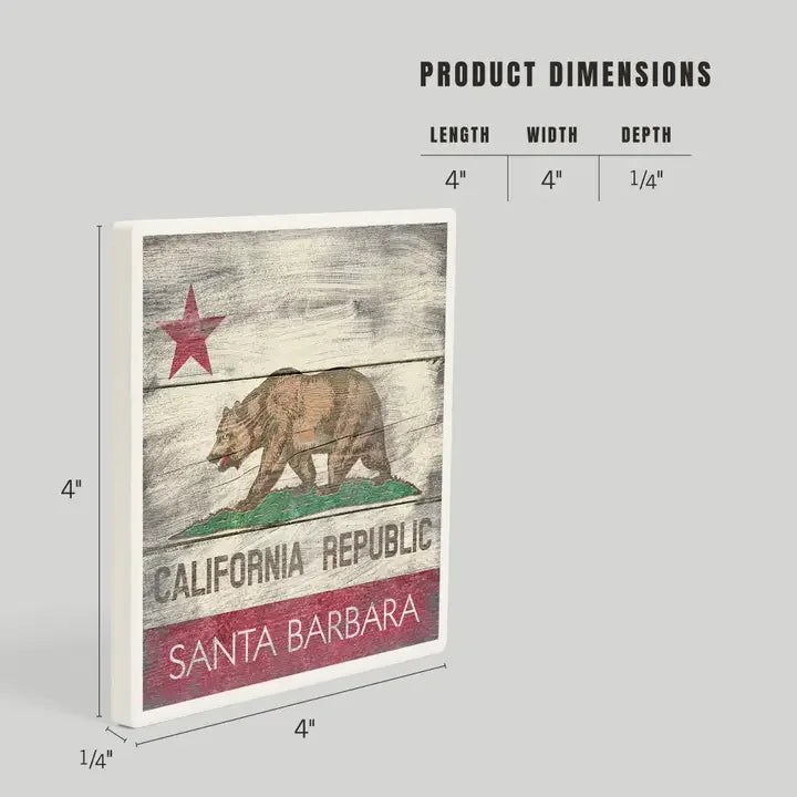 Rustic California Flag Ceramic Coaster