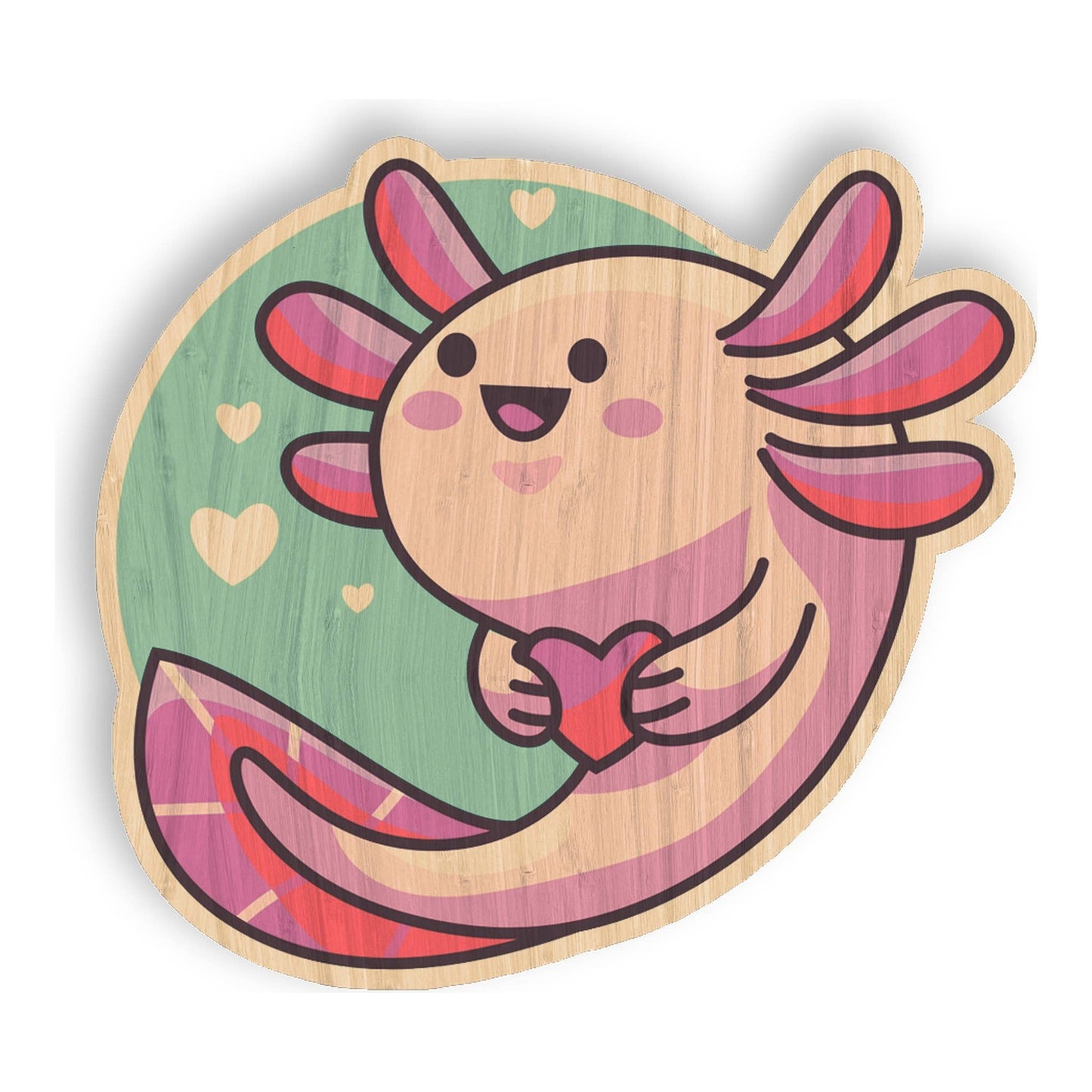 Love Axolotl - Animal Bamboo Wood Sticker