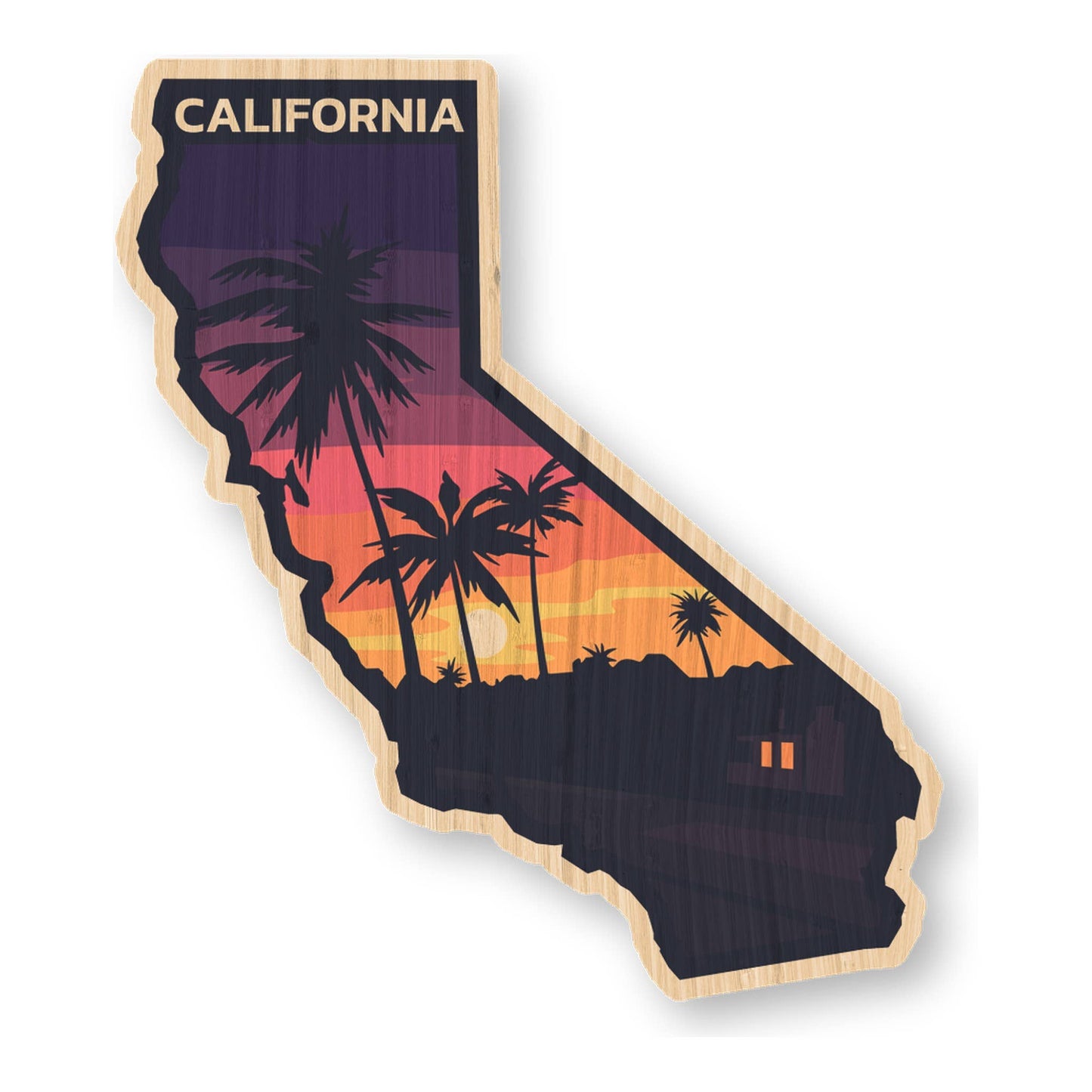 California - Travel Bamboo Wood Sticker