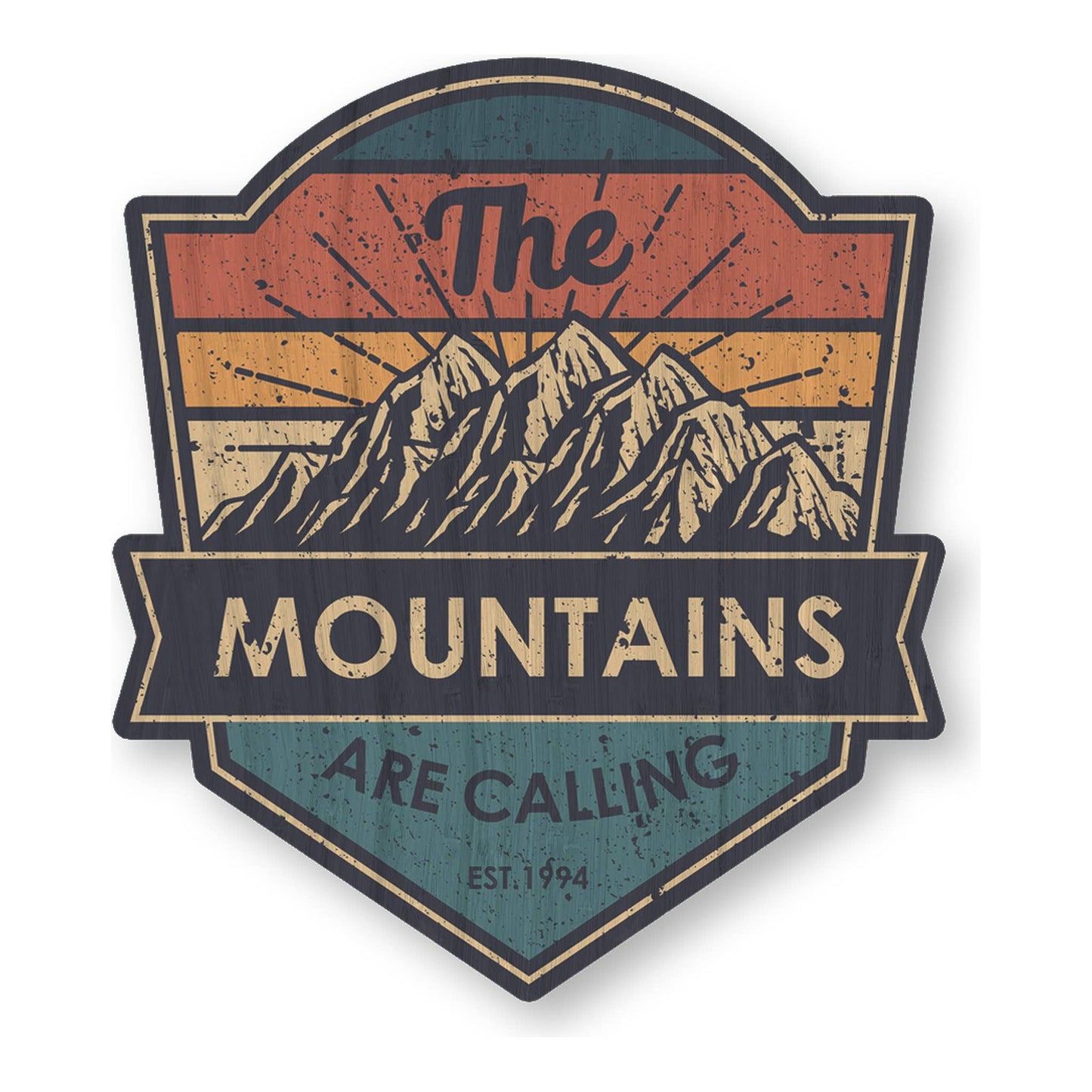 The Mountains are Calling - Adventure Bamboo Wood Sticker