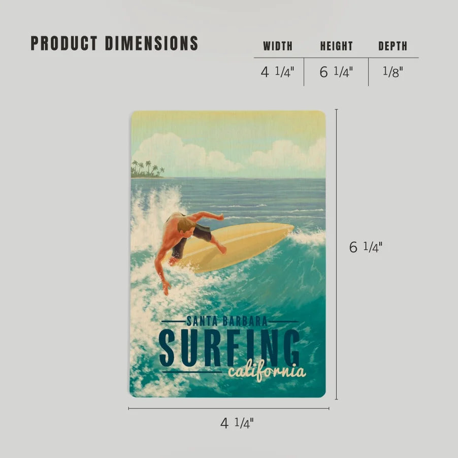 Santa Barbara Wood Postcards - Surfing