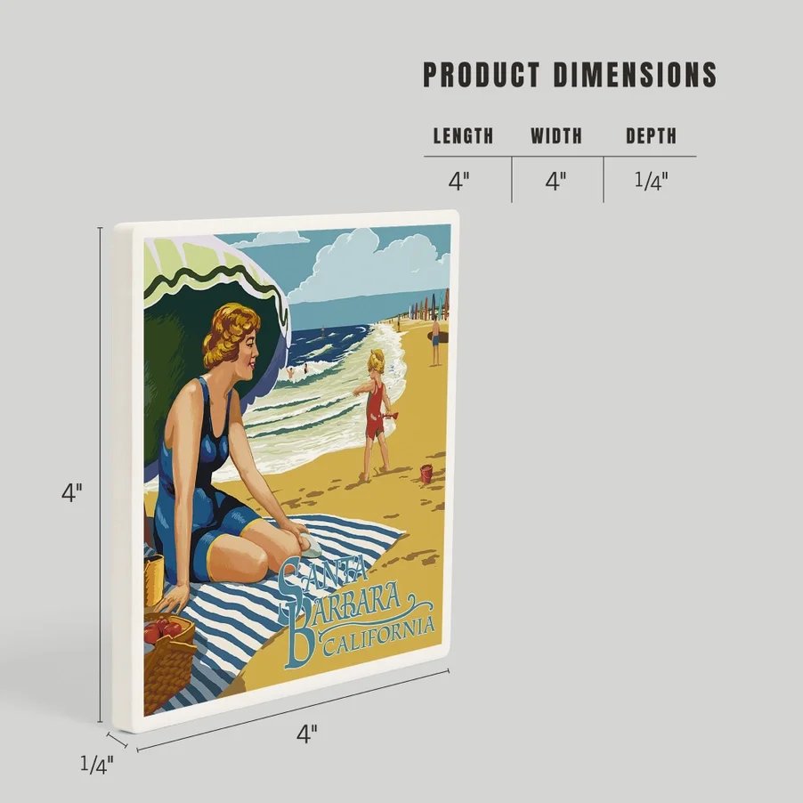 Beach Picnic Santa Barbara Ceramic Coaster