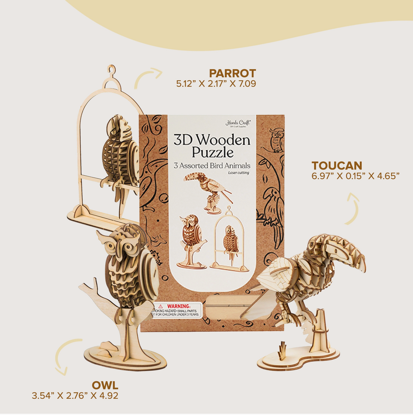 3D Wooden Puzzle - Assorted Birds