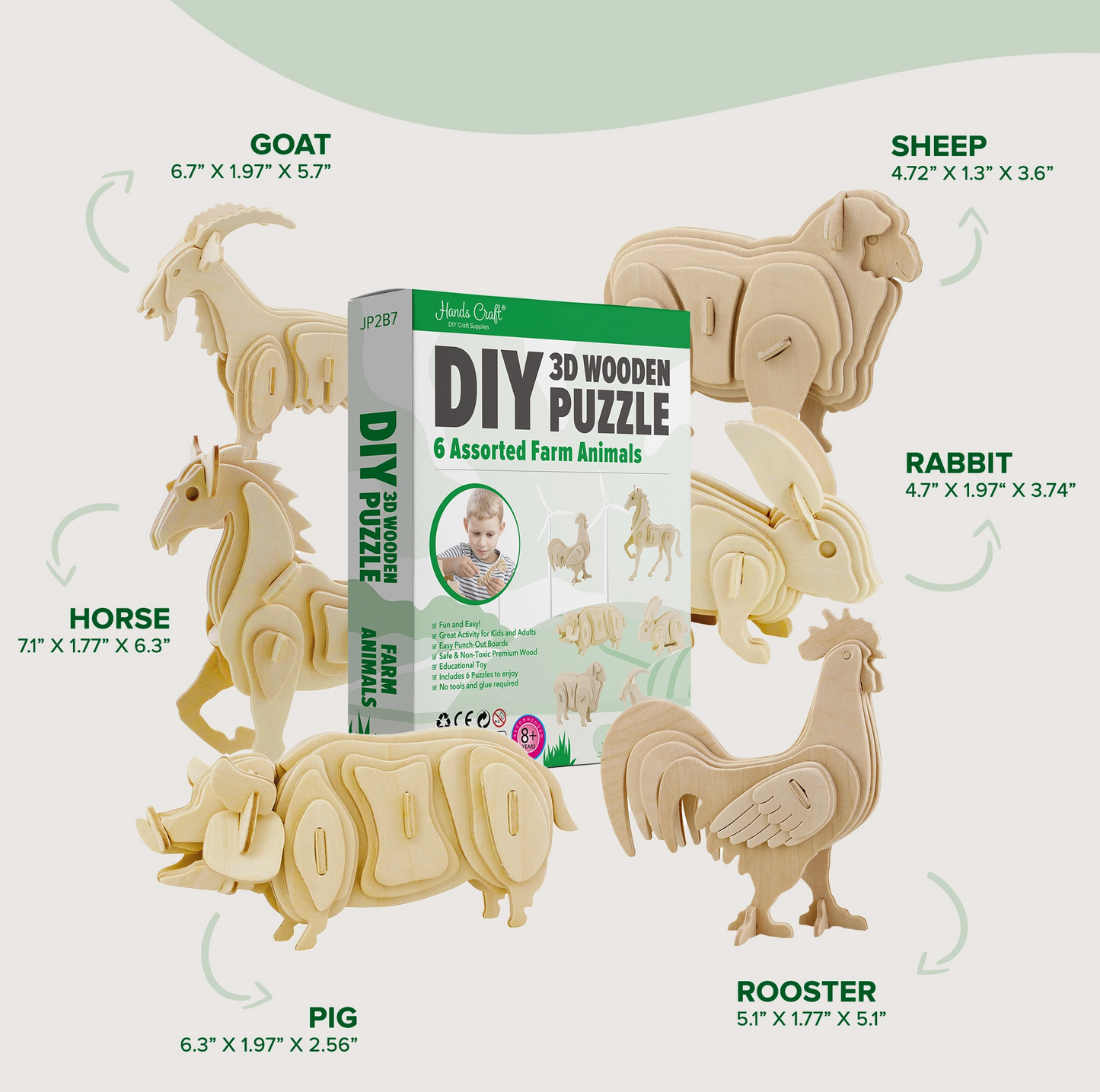 3D Wooden Puzzle - Farm Animals