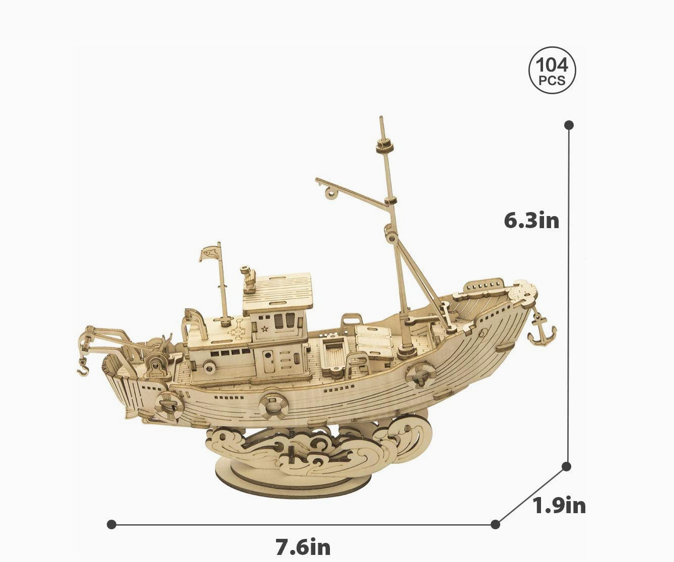 3D Wooden Puzzle - Fishing Ship