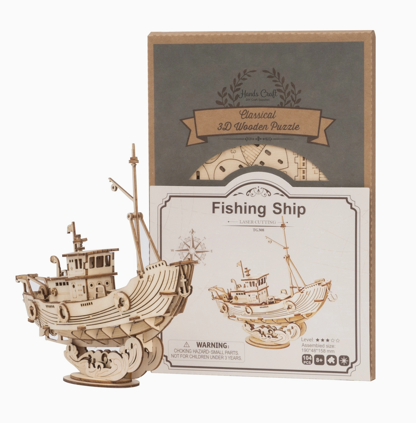 3D Wooden Puzzle - Fishing Ship