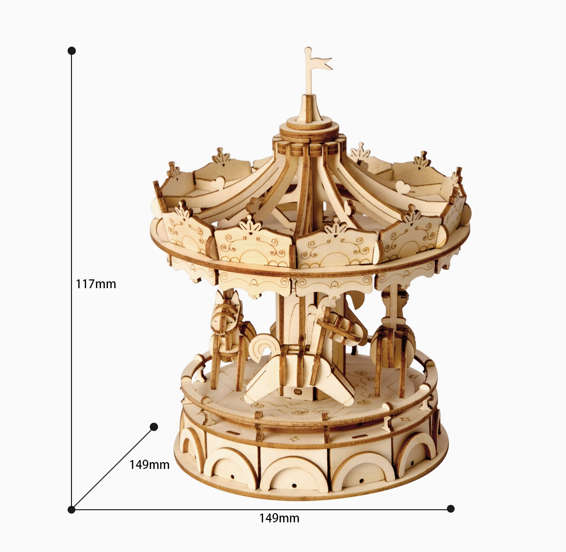 3D Wooden Puzzle - Merry Go Round