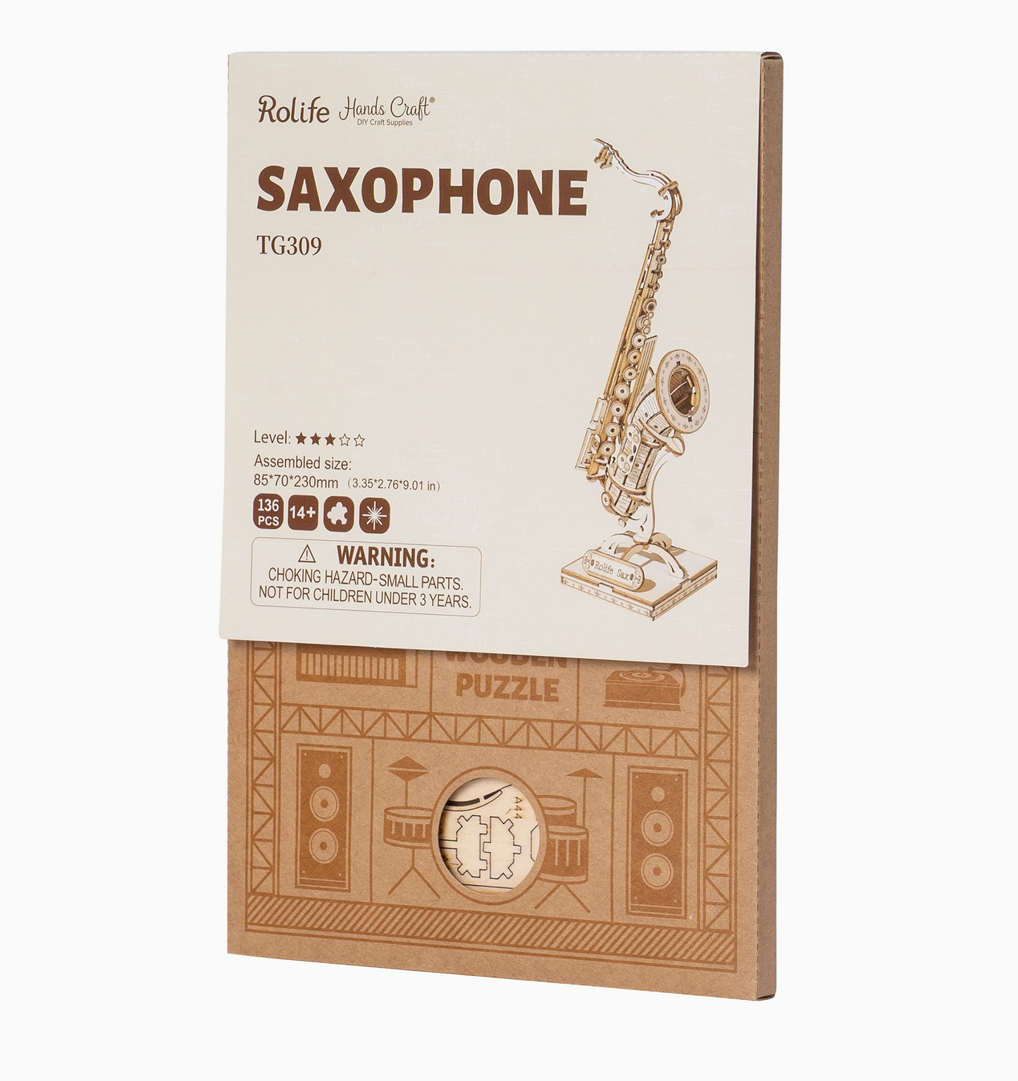 3D Wooden Puzzle - Saxophone