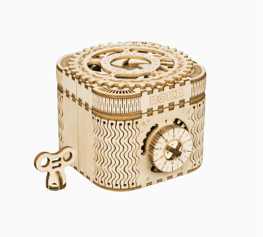 3D Wooden Puzzle - Treasure Box with Mechanical Gears