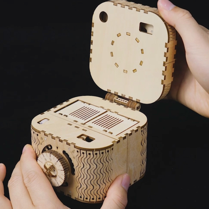 3D Wooden Puzzle - Treasure Box with Mechanical Gears
