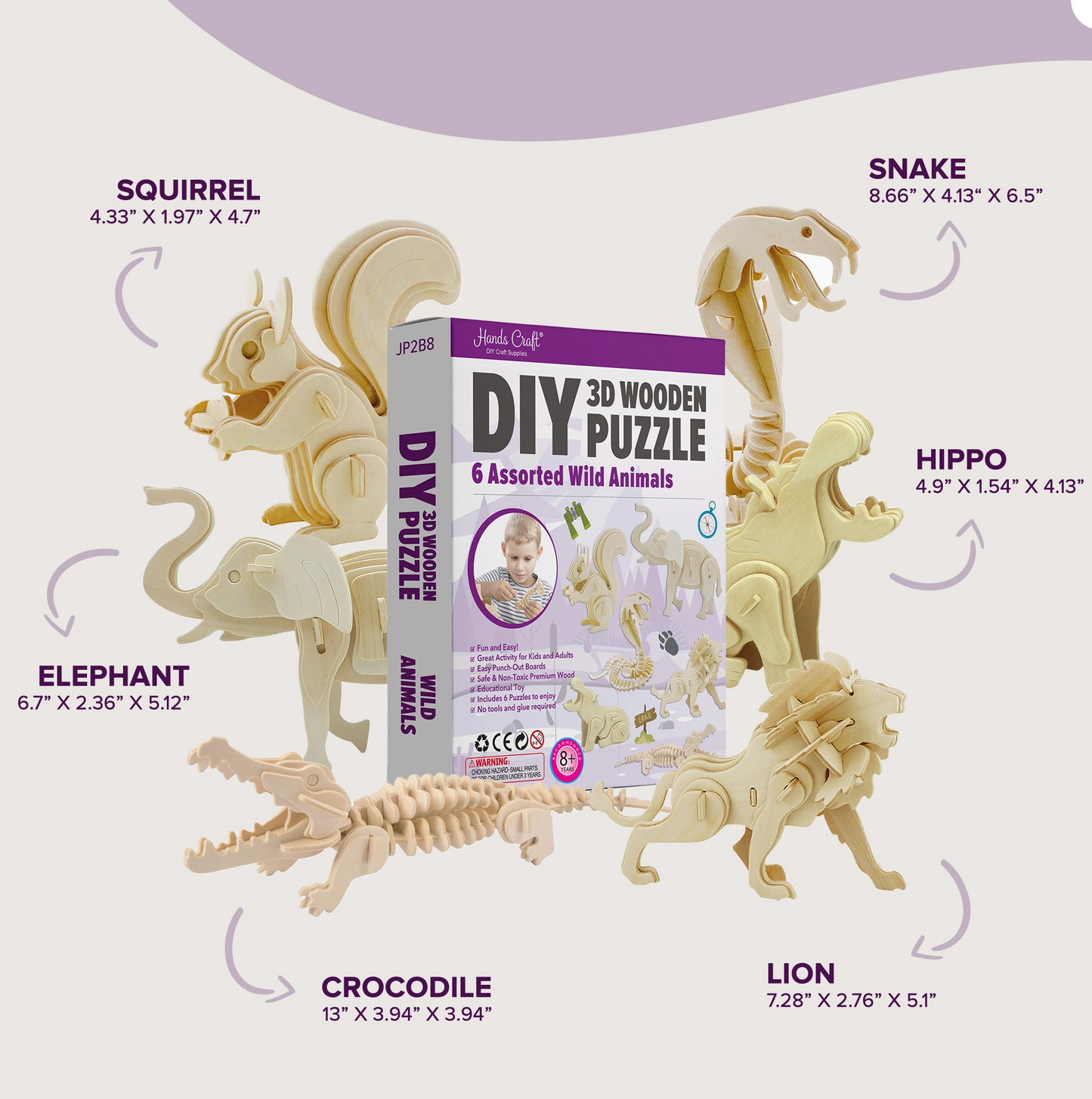 3D Wooden Puzzle - Wild Animals