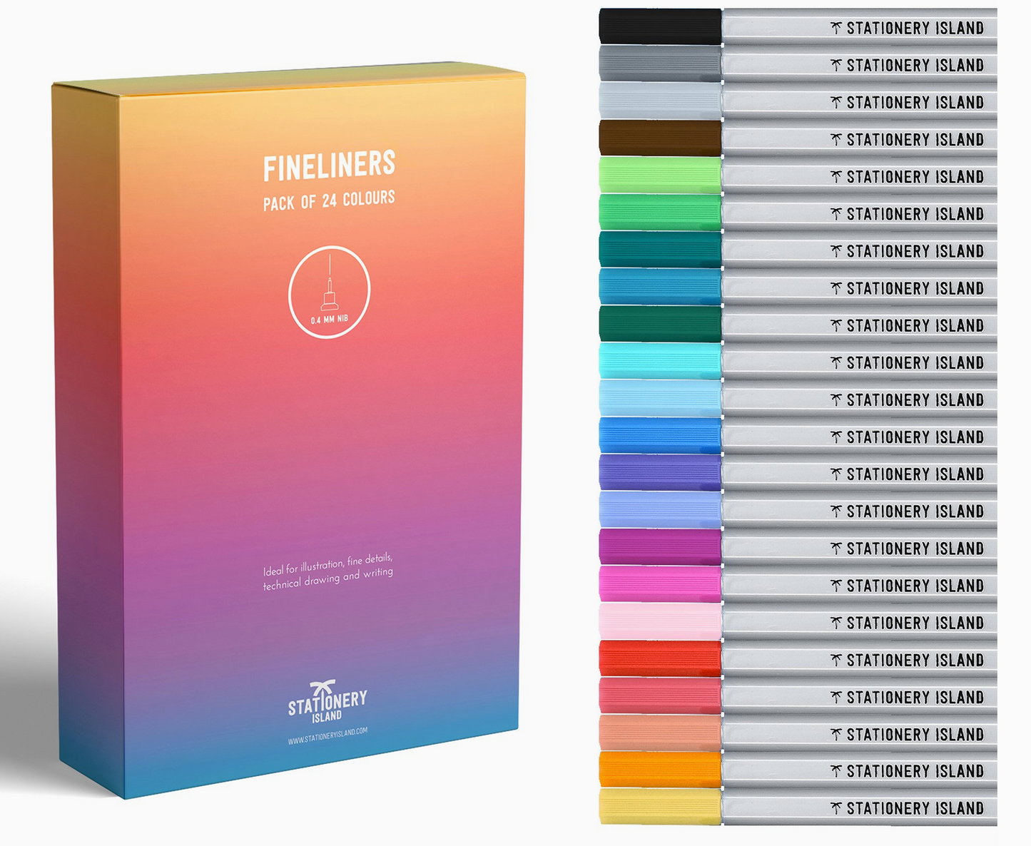 Colored Fineliner Pens - Set of 24
