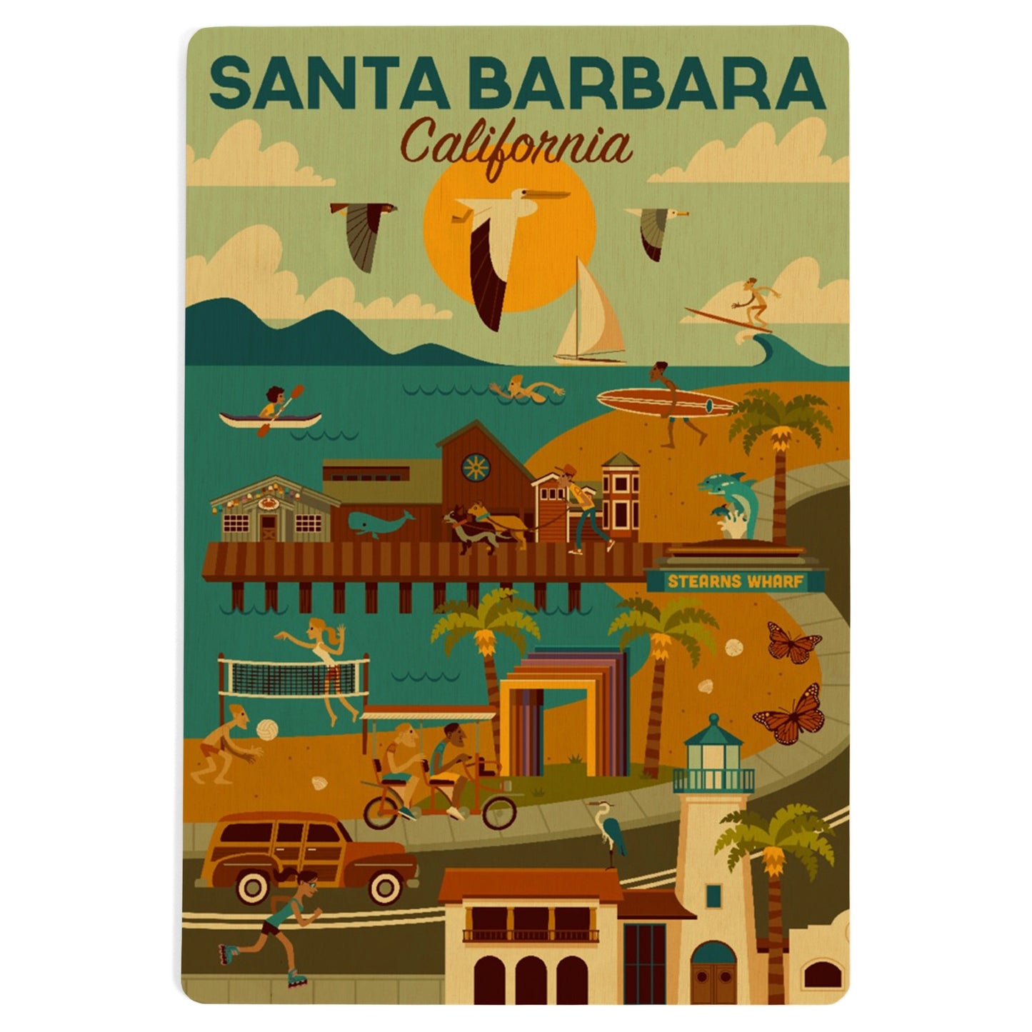 Santa Barbara Wood Postcard