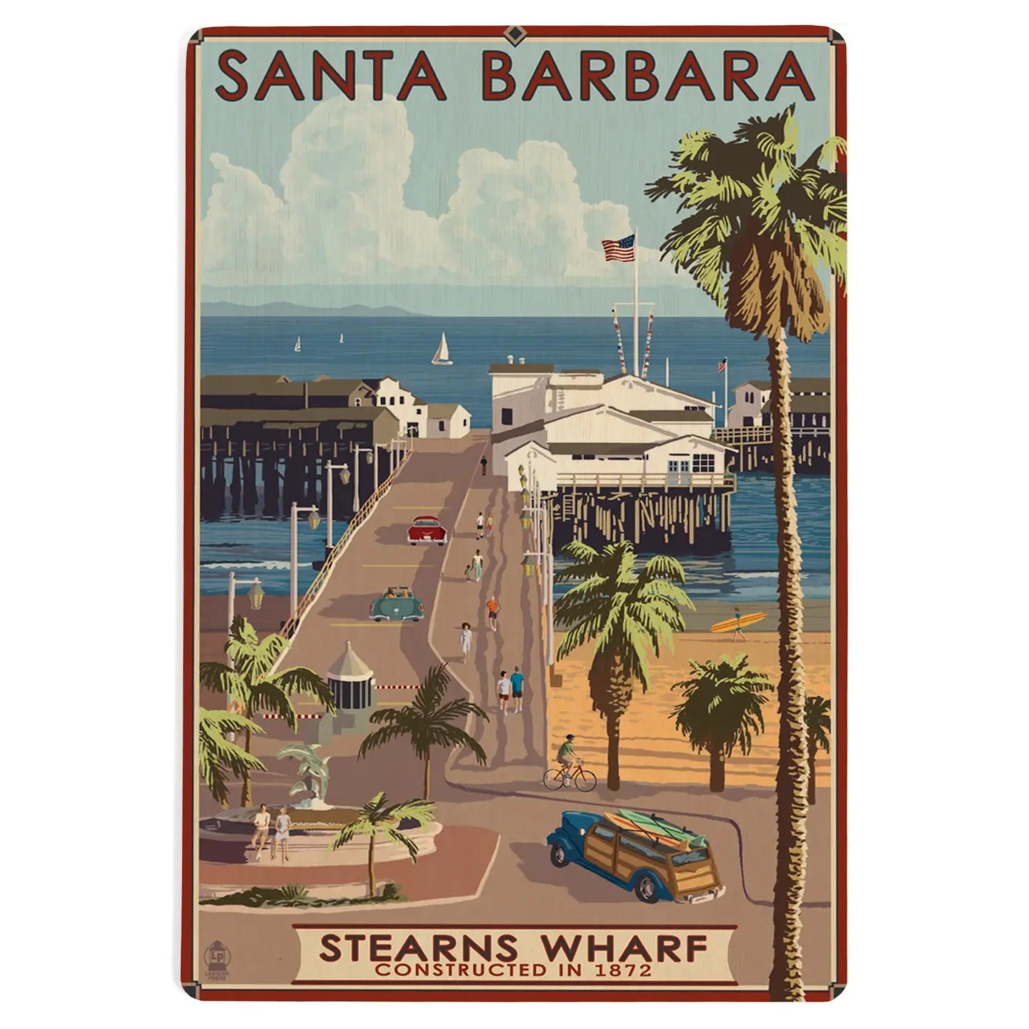 Santa Barbara Wood Postcard
