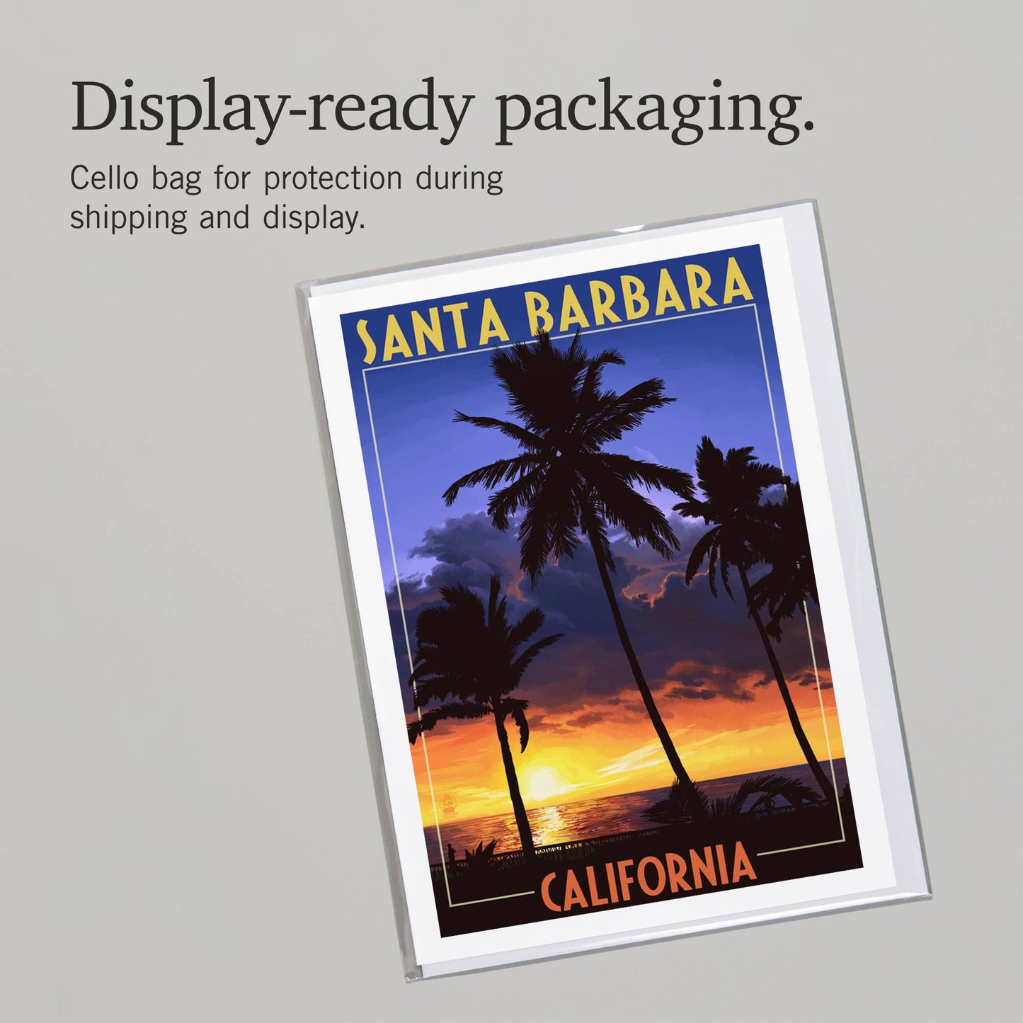 Santa Barbara Greeting Card - Palms & Sunset