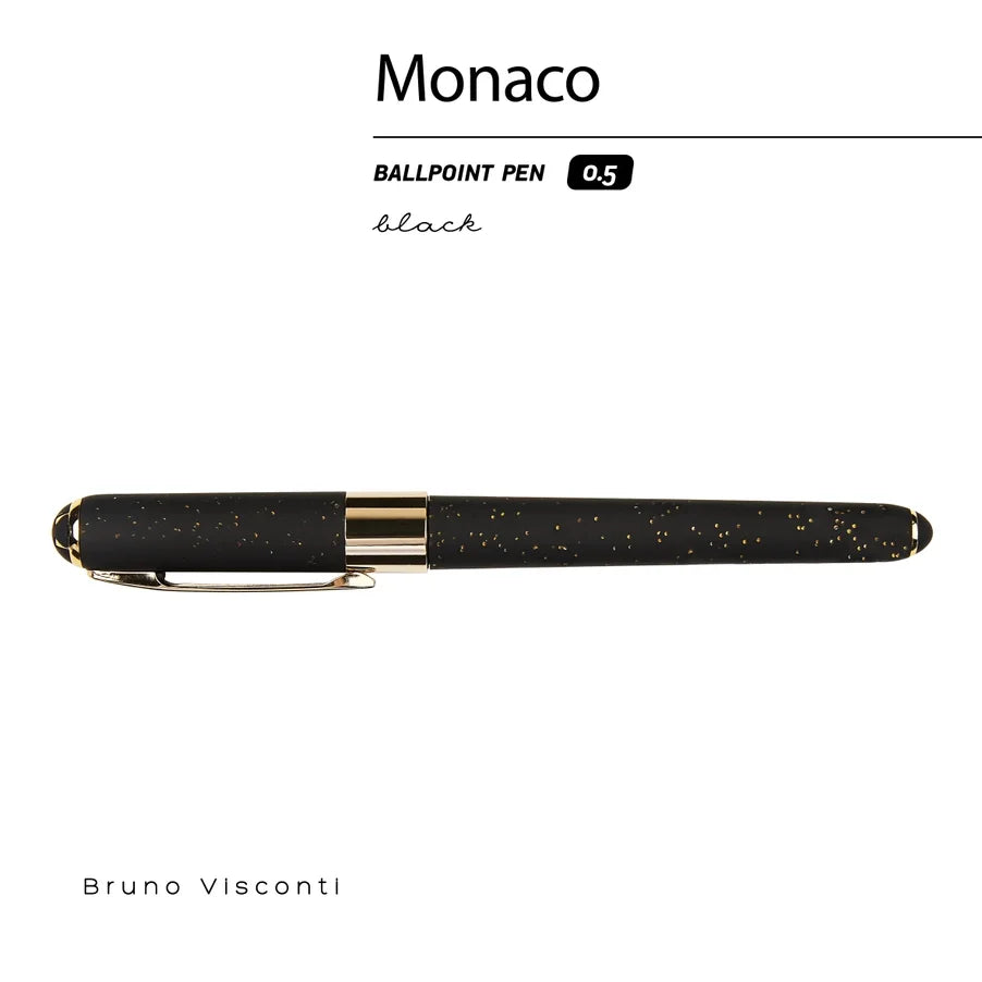Monaco - Black Glitter Ballpoint Pen