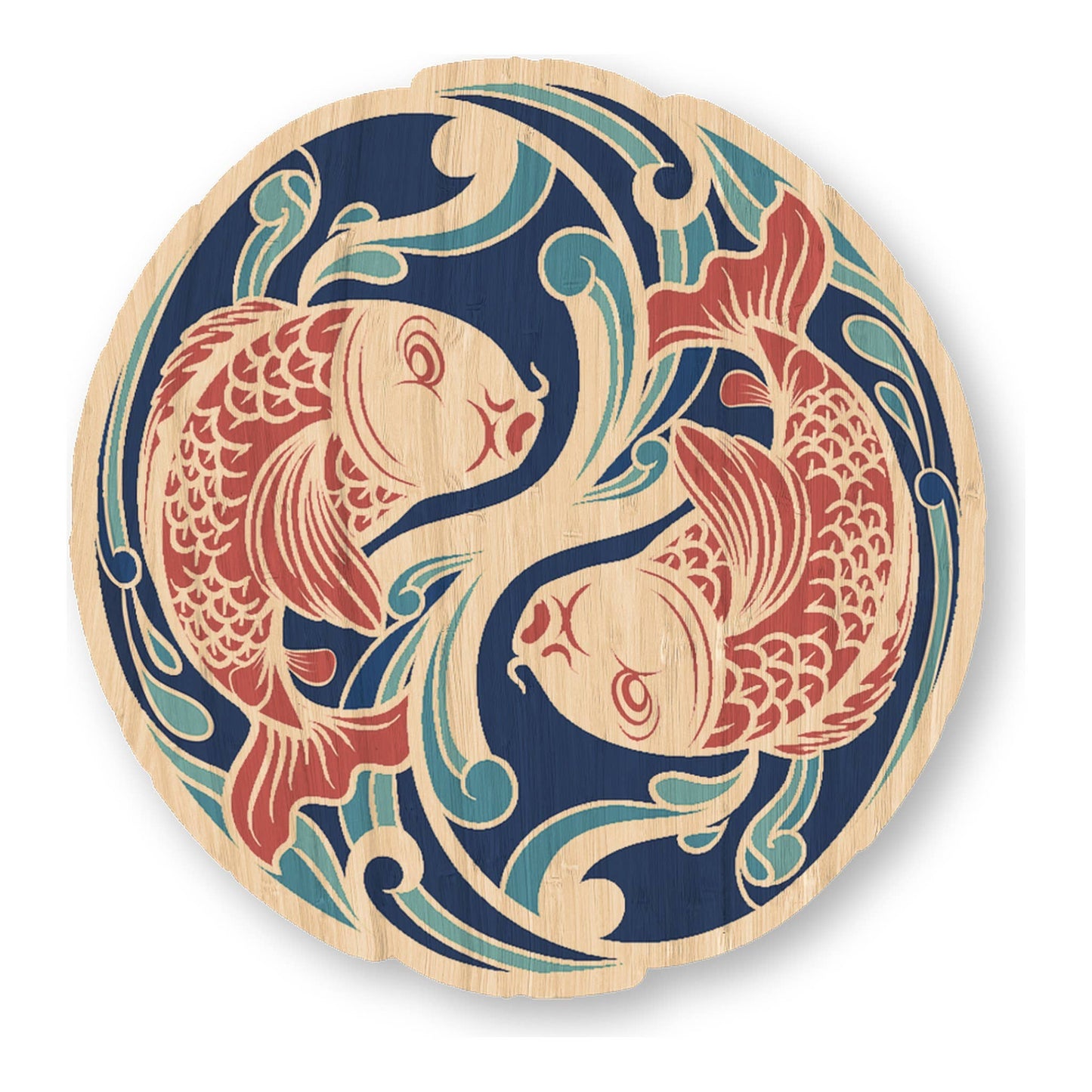 Koi Yin Yang - Ocean Bamboo Wood Sticker