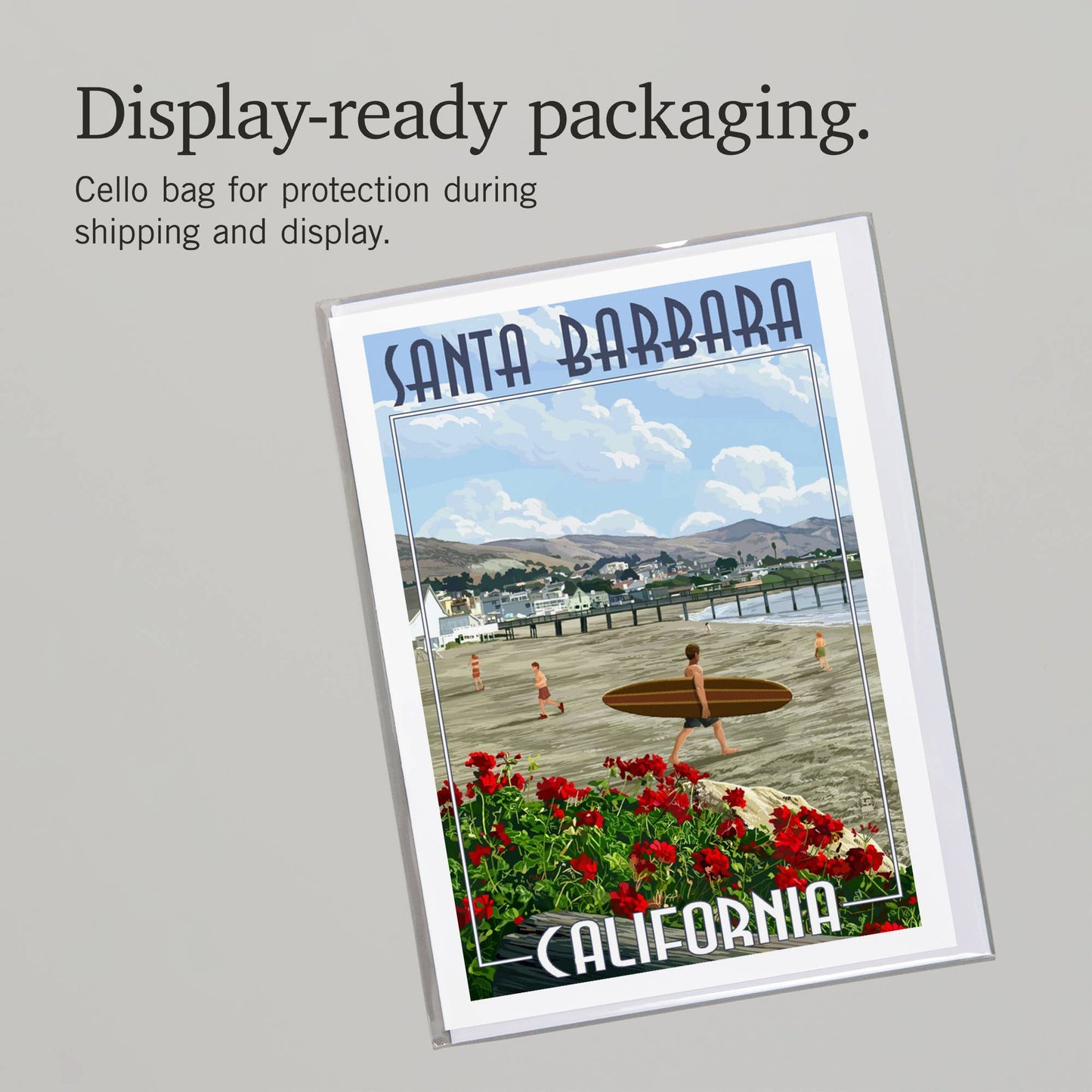 Beach Surfer Santa Barbara Greeting Card