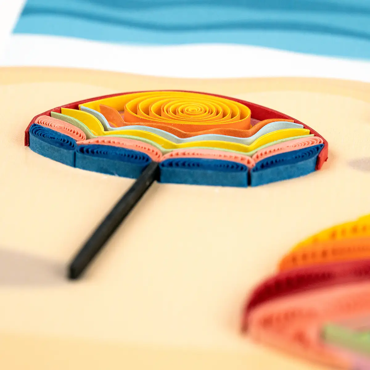 Colorful Beach Umbrellas Quilled Greeting Card