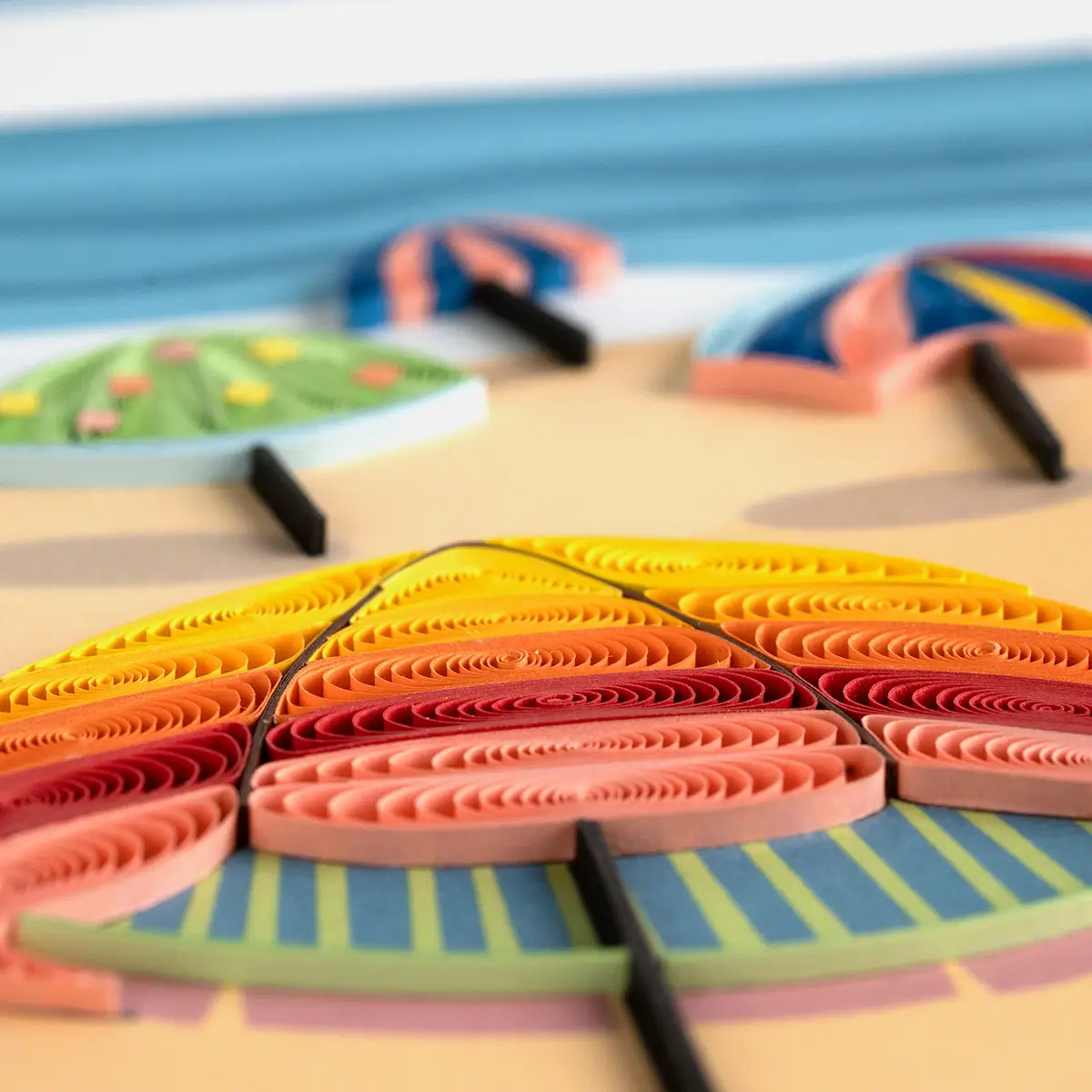 Colorful Beach Umbrellas Quilled Greeting Card