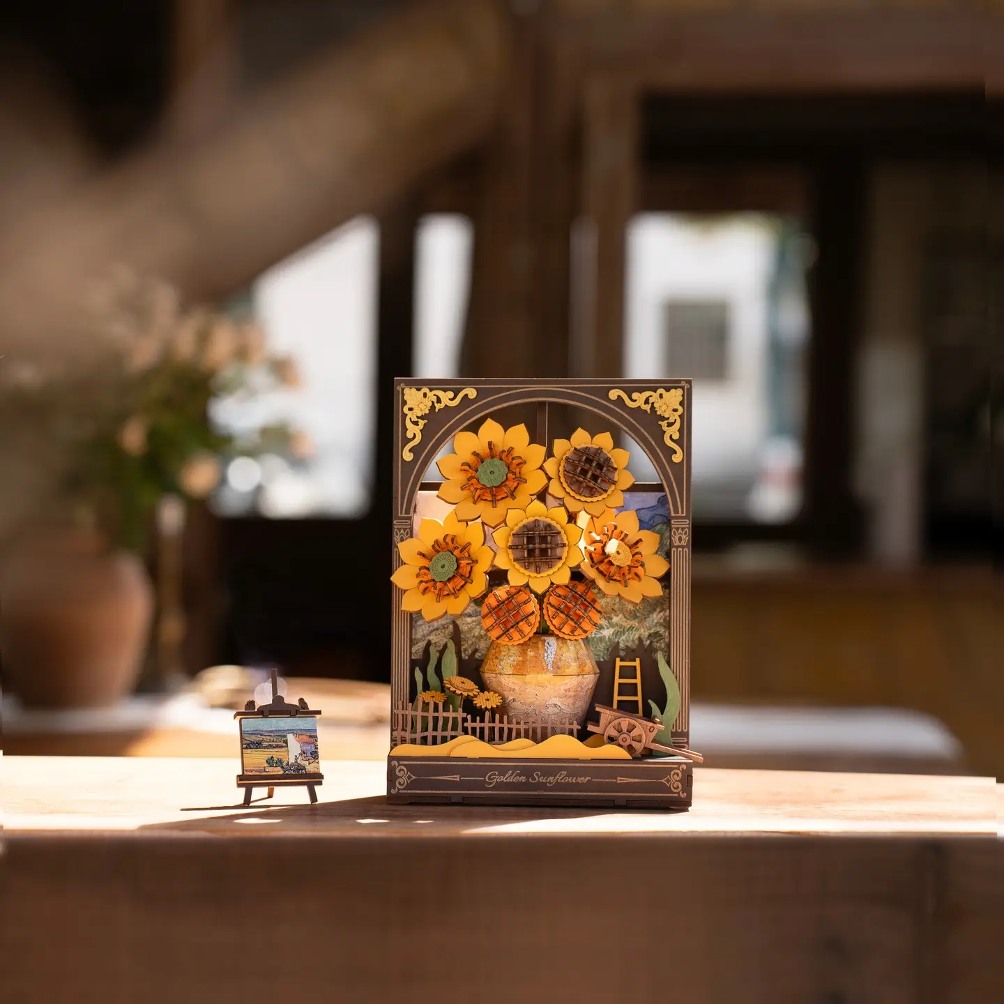3D Wooden Puzzle: Golden Sunflower