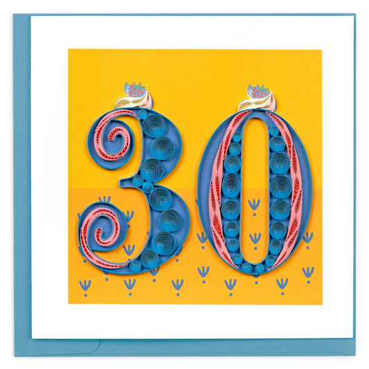 Quilled Birthday Milestone Greeting Card - 30