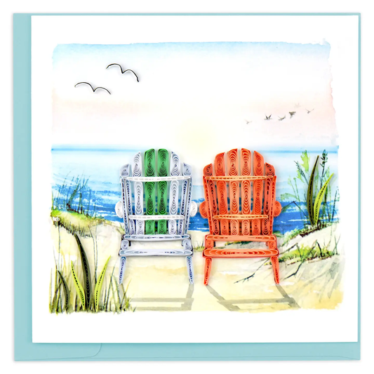 Beach Adirondack Chairs Quilled Greeting Card