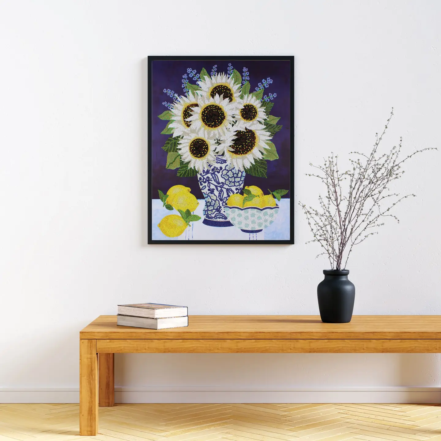 White Sunflowers Diamond Art Kit