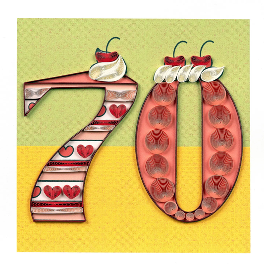 Quilled Birthday Milestone Greeting Card - 70