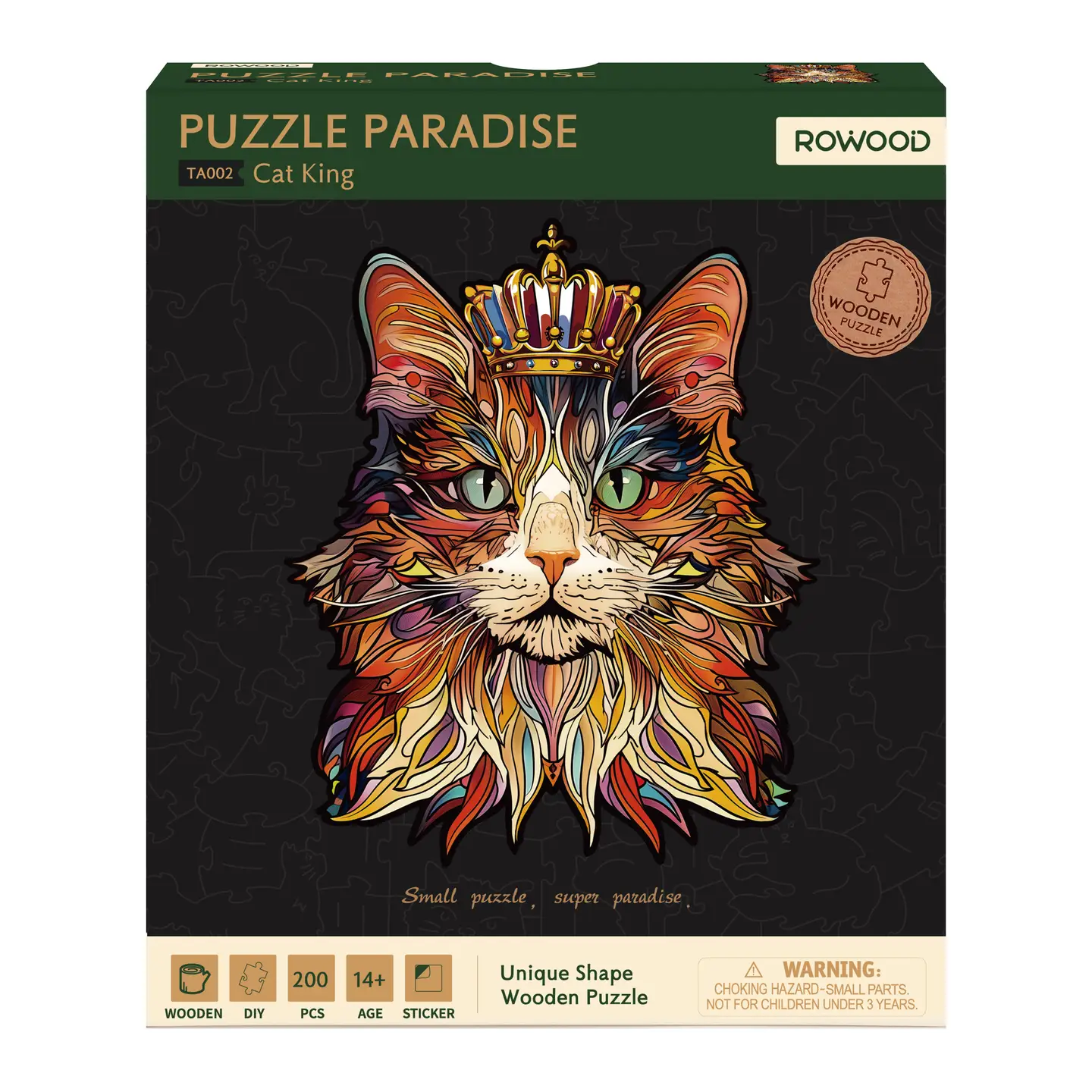 Rowood Cat King Diy 2D Wooden Puzzles Crafts Kits