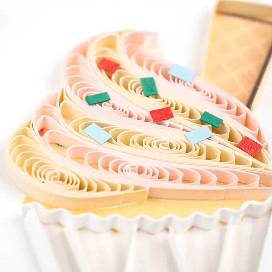 Birthday Cupcake Trio Quilled Greeting Card