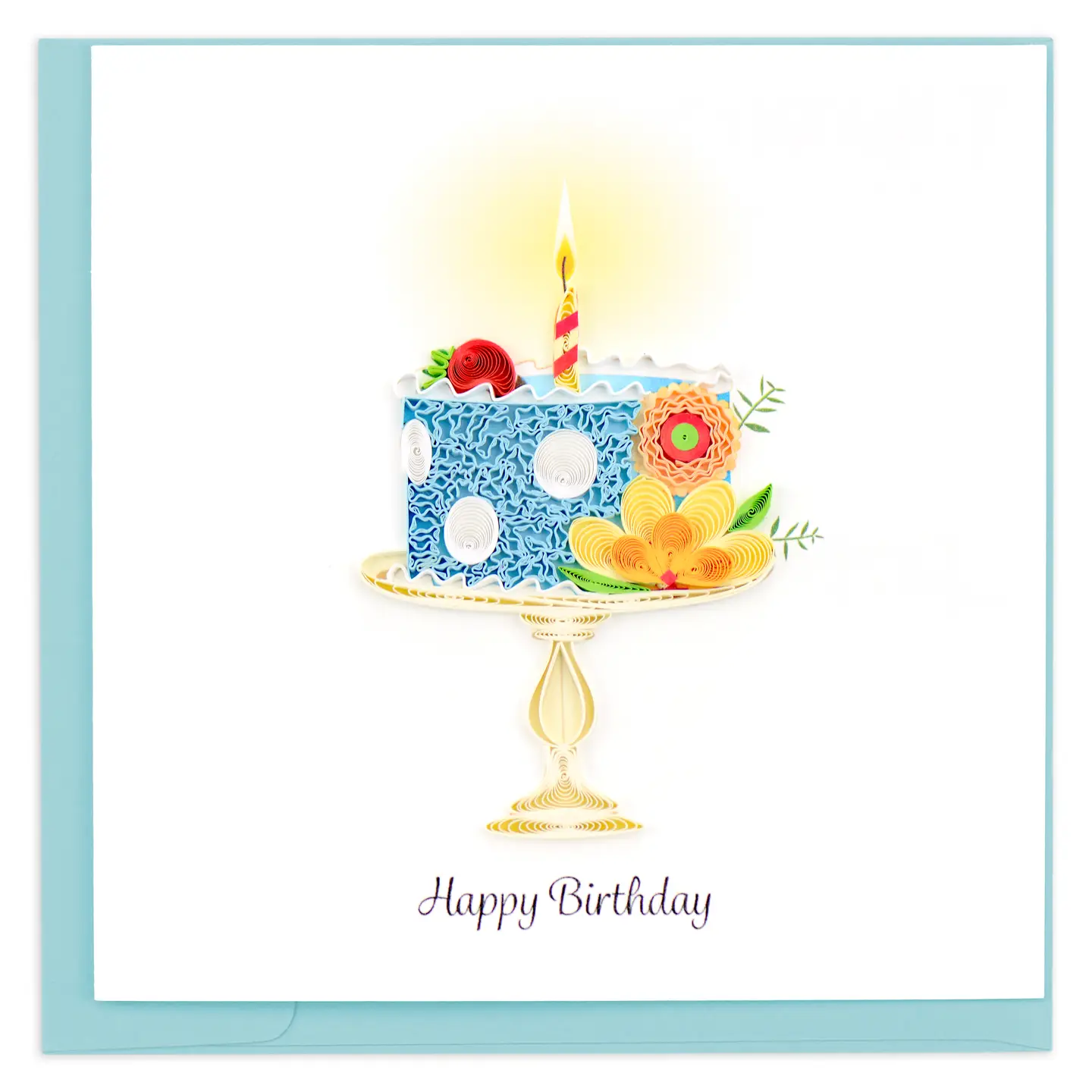 Whimsical Birthday Cake Quilled Greeting Card