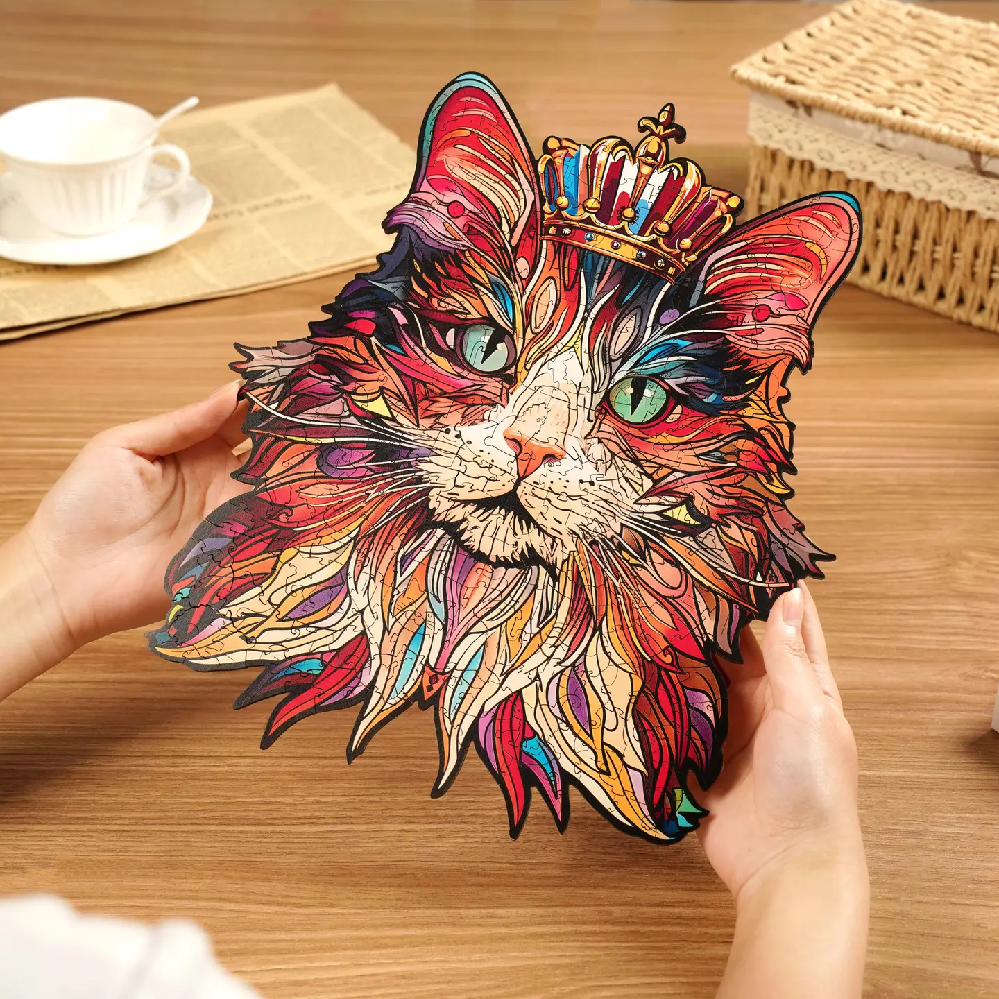 Rowood Cat King Diy 2D Wooden Puzzles Crafts Kits