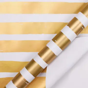 White and Gold Stripe Gift Wrap