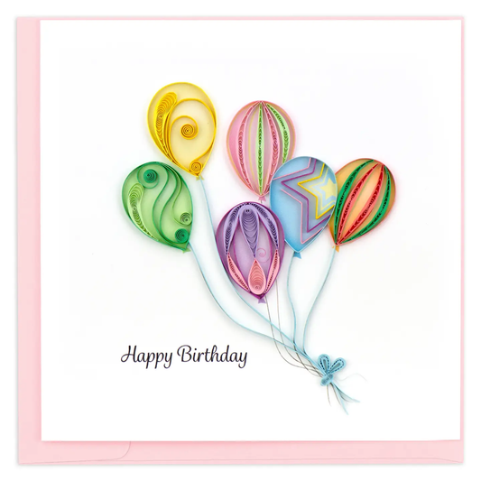 Colorful Balloon Bunch Birthday Quilled Greeting Card