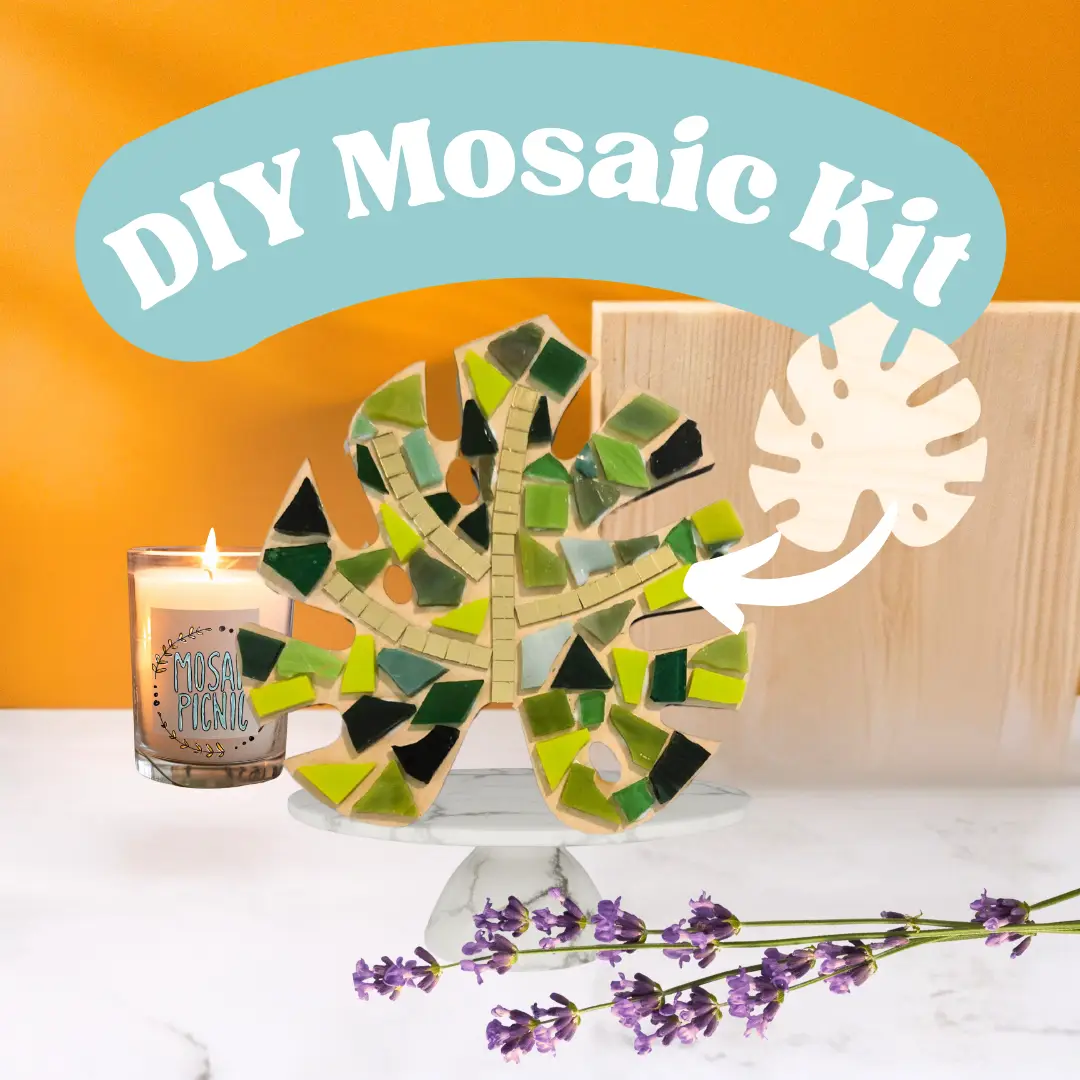 Mosaic DIY Craft Kit Monstera leaf DIY KIt Handmade Artwork