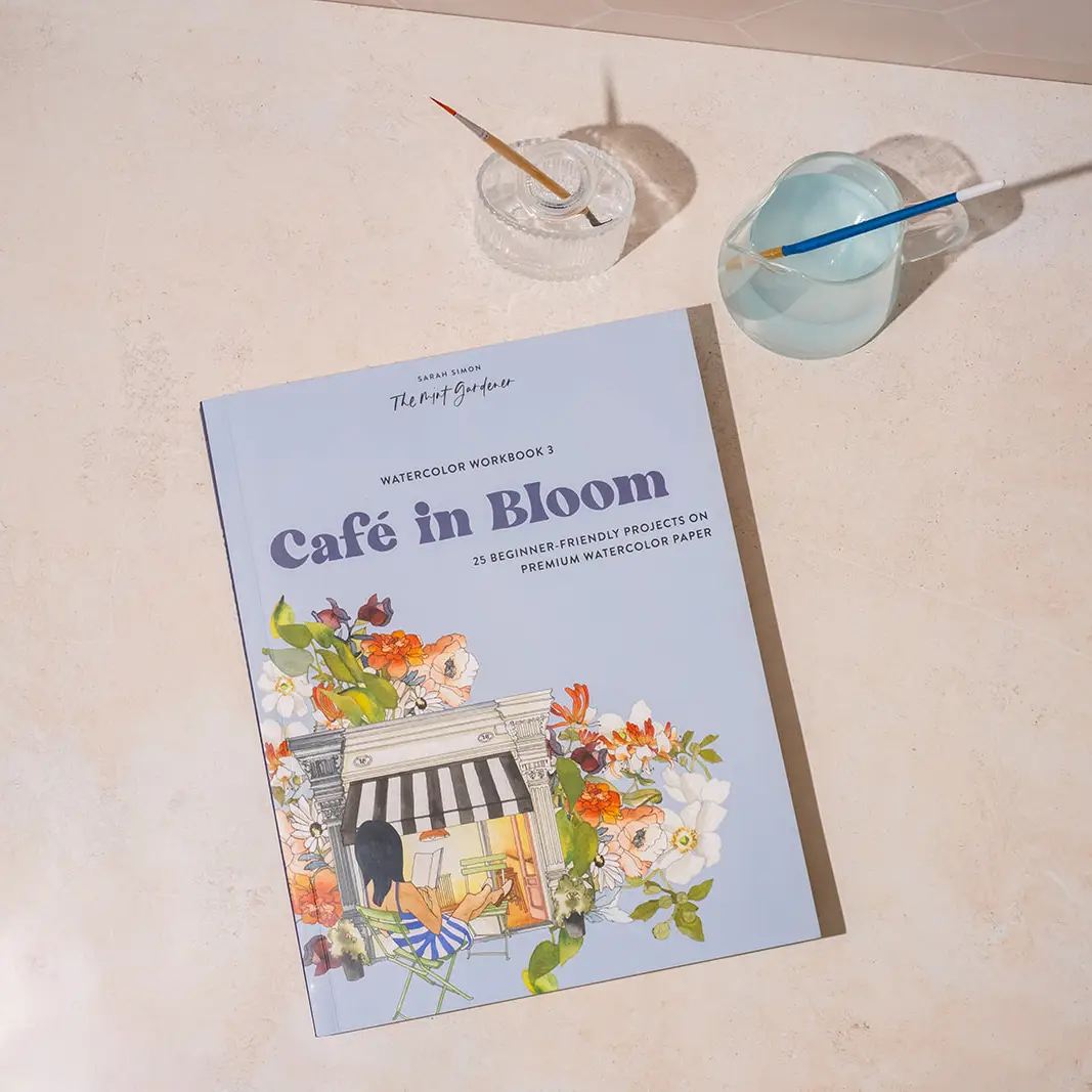 Watercolor Workbook: Cafe In Bloom