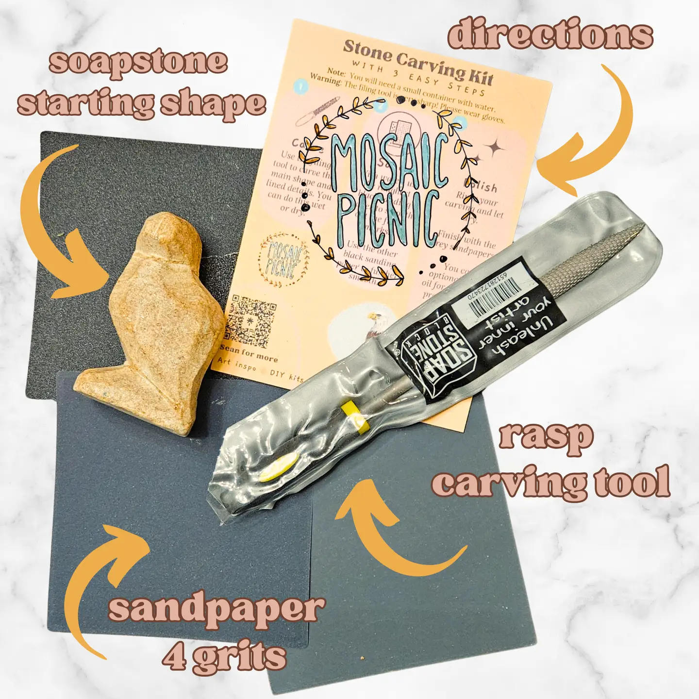 Stone Carving DIY Craft Kit: Bird Craft Soapstone Kit