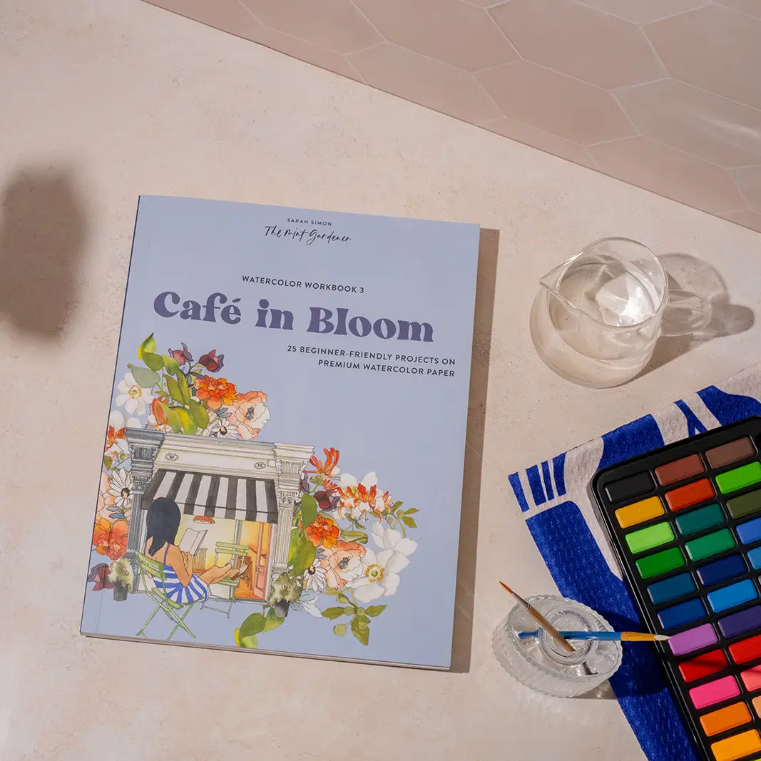 Watercolor Workbook: Cafe In Bloom