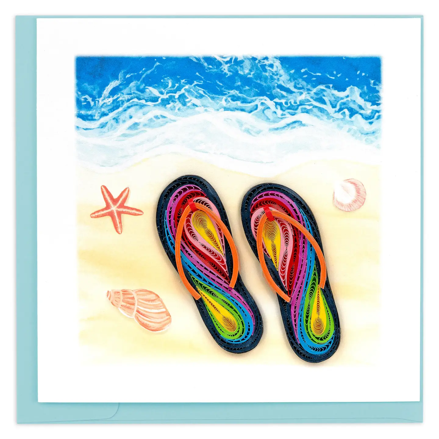 Colorful Flip Flops Quilled Greeting Card